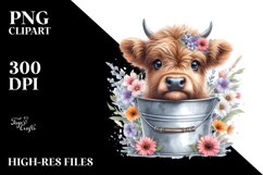 Baby Highland Cow in Garden, Transparent PNG Product Image 1