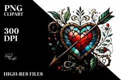 Distressed Stained Heart with Arrow PNG Product Image 2