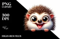 Colorful Funny Peeking Hedgehog Clipart Product Image 1