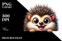 Colorful Funny Peeking Hedgehog Clipart Product Image 3