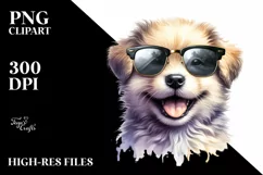 Cute Puppy Portrait Sunglasses Clipart Product Image 1