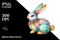 Colorful Pastel Bunny Made of Splashy PNG Product Image 2