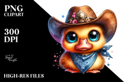 Goofy Cute Baby Duck with Cowboy Hat PNG Product Image 2