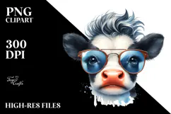 Cow with Cool Hair, Transparent PNG Product Image 2