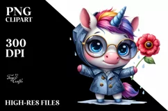 Baby Unicorn with Sunglasses and Raincoat | Sublimation | Product Image 3
