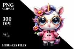 Baby Unicorn with Sunglasses and Raincoat | Sublimation | Product Image 3
