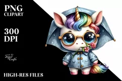 Baby Unicorn with Sunglasses and Raincoat | Sublimation | Product Image 3