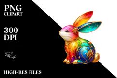 Bunny with Golden Insertions, Watercolor PNG Product Image 2