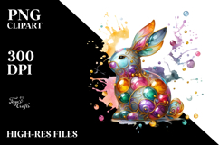 Bunny with Golden Insertions, Watercolor PNG Product Image 2