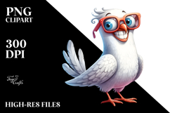 Funny Dove Sunglasses Watercolor Clipart Product Image 2