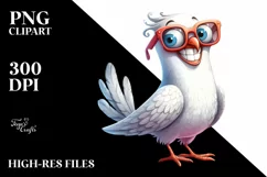 Funny Dove Sunglasses Watercolor Clipart Product Image 1