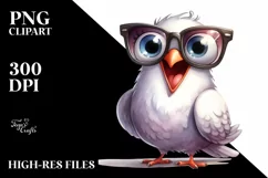 Funny Dove Sunglasses Watercolor Clipart Product Image 1