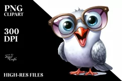 Funny Dove Sunglasses Watercolor Clipart Product Image 1