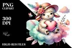 Boho Lamb Sitting on a Cloud PNG Product Image 2
