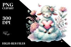 Boho Lamb Sitting on a Cloud PNG Product Image 2