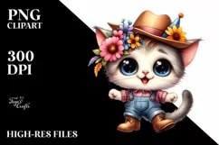Cat Party Hat Farm Jeans Standing Boots Proud Clipart Product Image 3