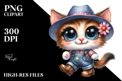 Cat Party Hat Farm Jeans Standing Boots Proud Clipart Product Image 2