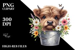 Adorable Highland Cow with Flowers, Transparent PNG Product Image 3