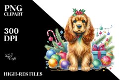 Vibrant Cocker Spaniel with Christmass Decorations PNG Product Image 3