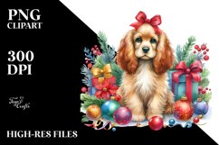 Vibrant Cocker Spaniel with Christmass Decorations PNG Product Image 3