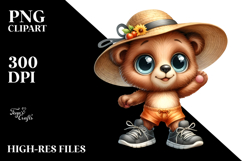 Bear Sun Hat Standing Sports Shoes Big Eyes Clipart Product Image 2