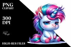 Cute Baby Unicorn Sitting PNG Product Image 1