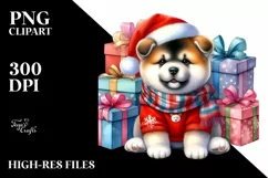 Expressive Akita in Winter PNG Product Image 3