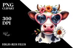 Funny Cow with Goofy Sunglasses PNG Product Image 2