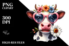 Funny Cow with Goofy Sunglasses PNG Product Image 2