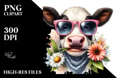 Funny Cow with Goofy Sunglasses PNG Product Image 2