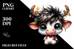 a Baby Cow PNG with Reindeer Horns Product Image 3