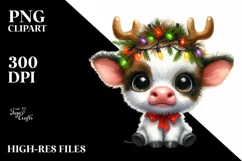 a Baby Cow PNG with Reindeer Horns Product Image 3
