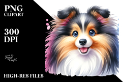 Cute Cartoon Shetland Sheepdog with Big Eyes PNG Product Image 2