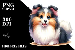 Happy Cartoon Shetland Sheepdog PNG Product Image 2