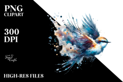 Bird with Paint Splashes, PNG Product Image 2