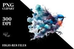 Bird with Paint Splashes, PNG Product Image 2