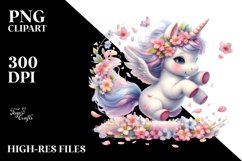 Cute Baby Unicorn Spring Petals | Sublimation | Clipart Product Image 3