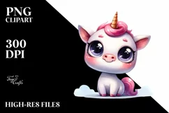 Expressive Unicorn Baby Face PNG Product Image 3