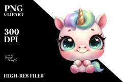 Funny Shy Unicorn Baby PNG Product Image 1