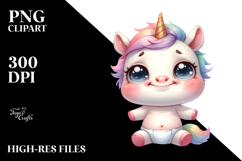 Funny Unicorn Baby with Big Eyes PNG Product Image 2