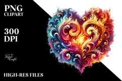 colorful heart made of fire PNG Product Image 2