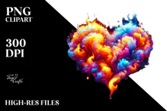 colorful heart made of fire PNG Product Image 2