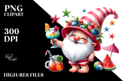 Whimsical Watercolor Gnome Cocktail PNG Product Image 2