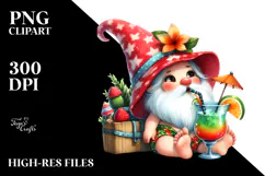 Whimsical Watercolor Gnome Cocktail PNG Product Image 2