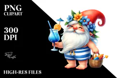 Cute Gnome Drinking a Cocktail PNG Product Image 2