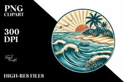 Vintage Beach Island Sunglasses Clipart Product Image 1