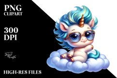 Cute Baby Unicorn Poses as Johny Bravo Clipart Product Image 3