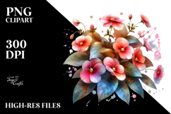 Impatiens Watercolor Splash PNG Product Image 2