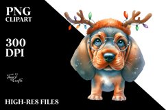 a Vibrant Baby Bloodhound PNG with Reindeer Horns Product Image 3