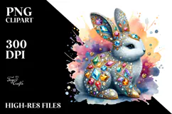 Colorful Bunny Made of Diamonds PNG Product Image 2